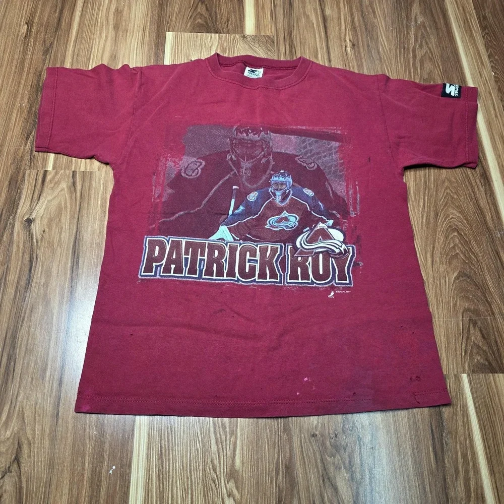 Vintage Colorado Avalanche Starter Shirt Boys‎ Large Red NHL Hockey Patrick Roy